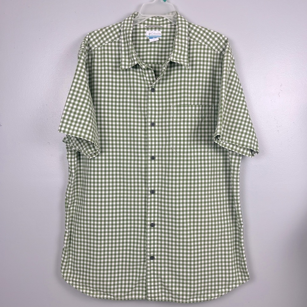 Columbia Green Plaid Men's Short Sleeve Button Down Shirt XL